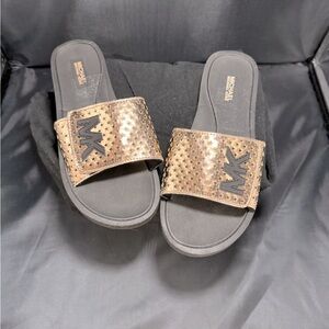 Michael Kors Rose Gold Slide Sandals - Women’s Size 8